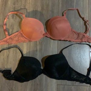 Pink & black bras